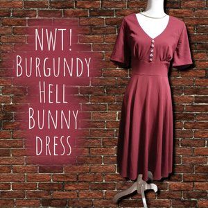 Burgundy Hell Bunny Vintage Style Dress